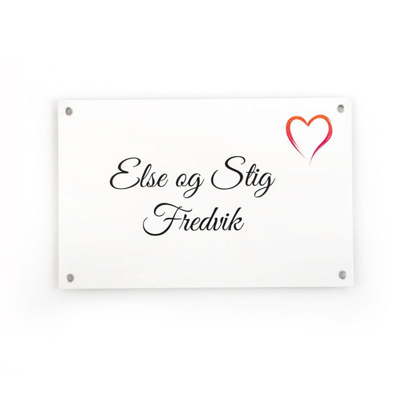 Dørskilt med hjerte  11x17 cm