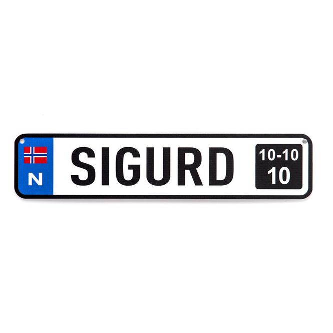 Hovedbilde Barnevognskilt med flagg og dato    5,5x25 cm