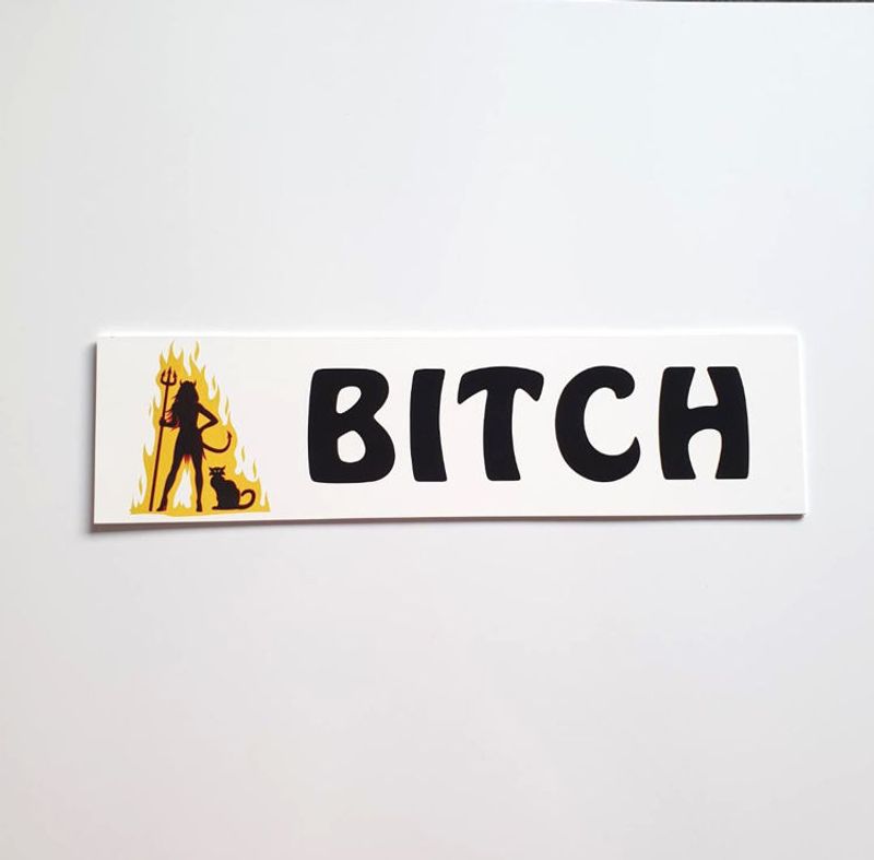 Bitch plastskilt 10x40 cm